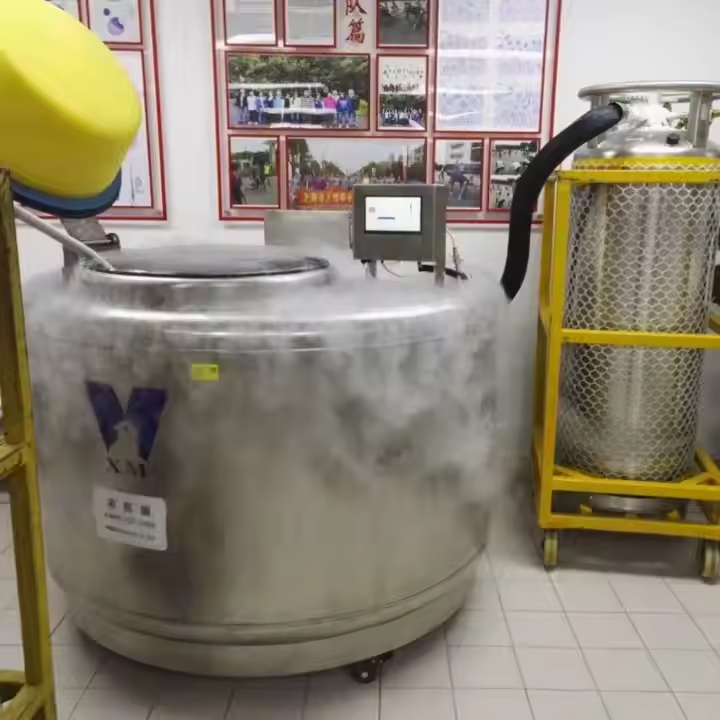 使用液氮罐凍存，外部結(jié)霜